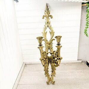 Vintage Faux Brass Wall Candelabra - Burwood 1960